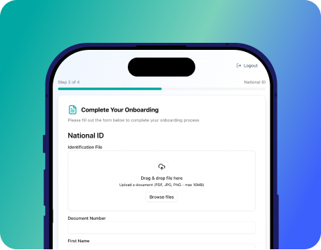 Onboarding form mockup